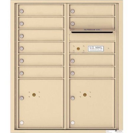 FLORENCE MFG CO Florence Versatile 4C Mailbox 4CADD-10, 37-1/4"H, 10 Mailboxes, 2 Parcel, Front Loading, Beige, USPS 4CADD-10SD